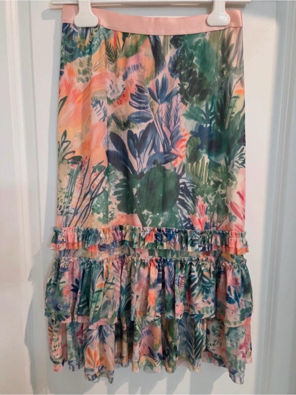 Maeve Anthropologie Floral Tiered Ruffle Midi Skirt - Multi-Color
